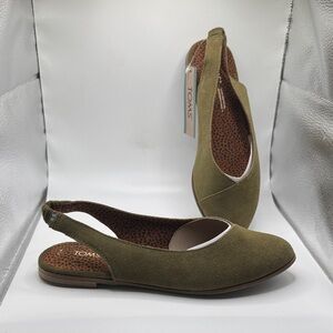 TOMS Sage Green Women's Julie Slingback Flats NWT SZ 5.5 Flat Comfort Casual